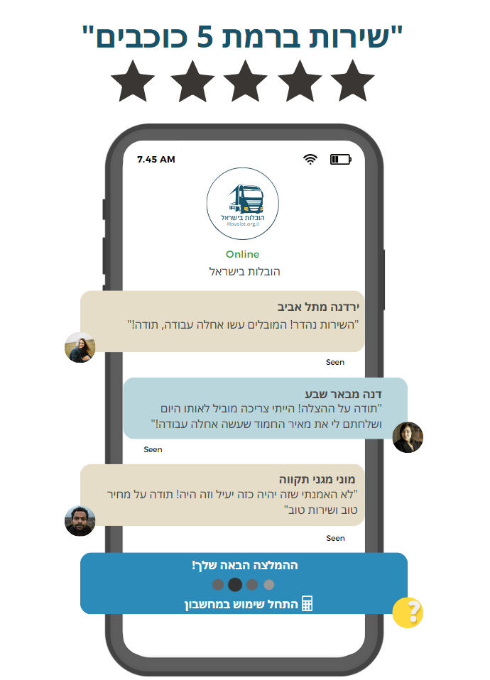 המלצות לקוחות הובלות בישראל